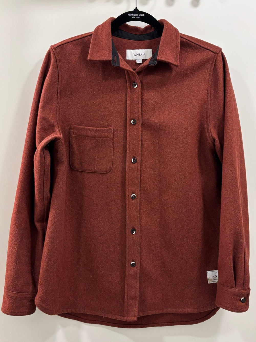 ANIÁN Modern Melton Wool Shirt - Rust (Women's L)
